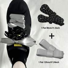 Fashion Shoelace Set: 80cm Round And 120cm Silk Shoelaces, Create Unique Athletic Shoe Style - Versatile Two-tone Shoelaces - View 2