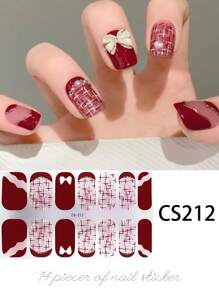 1 张全指甲贴纸套装 - 具有花卉、几何和心形主题设计，包括美丽的郁金香图案、闪闪发光的元素和 3D 蝴蝶结装饰，打造优雅时尚的美甲 - Follow Your Heart - 查看 15