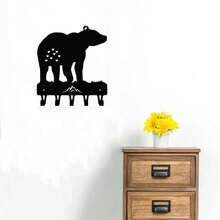 1 件熊金属剪影收纳挂钩，可用于入口、浴室、卧室存放小物品。兼具美观和功能的好家居用品，采用优质金属冲压技术制成，家居收纳挂钩，金属装饰挂钩，熊主题物品，入口整理物品，浴室收纳助手，卧室便捷挂钩。 - 黑色 - 查看 3