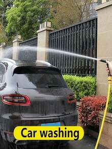 1 件长柄黑色水枪，高压汽车清洁喷雾器，家用草坪和花园浇水枪 - 黑色 - 查看 4