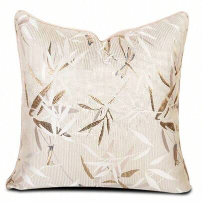 1 件多色条纹涤纶靠垫套，水墨画竹纹单面枕套，休闲简约高密度提花靠垫，多种尺寸包括 18x18 英寸和 20x20 英寸，适用于沙发、客厅、酒店、卧室等场景（不含枕芯）