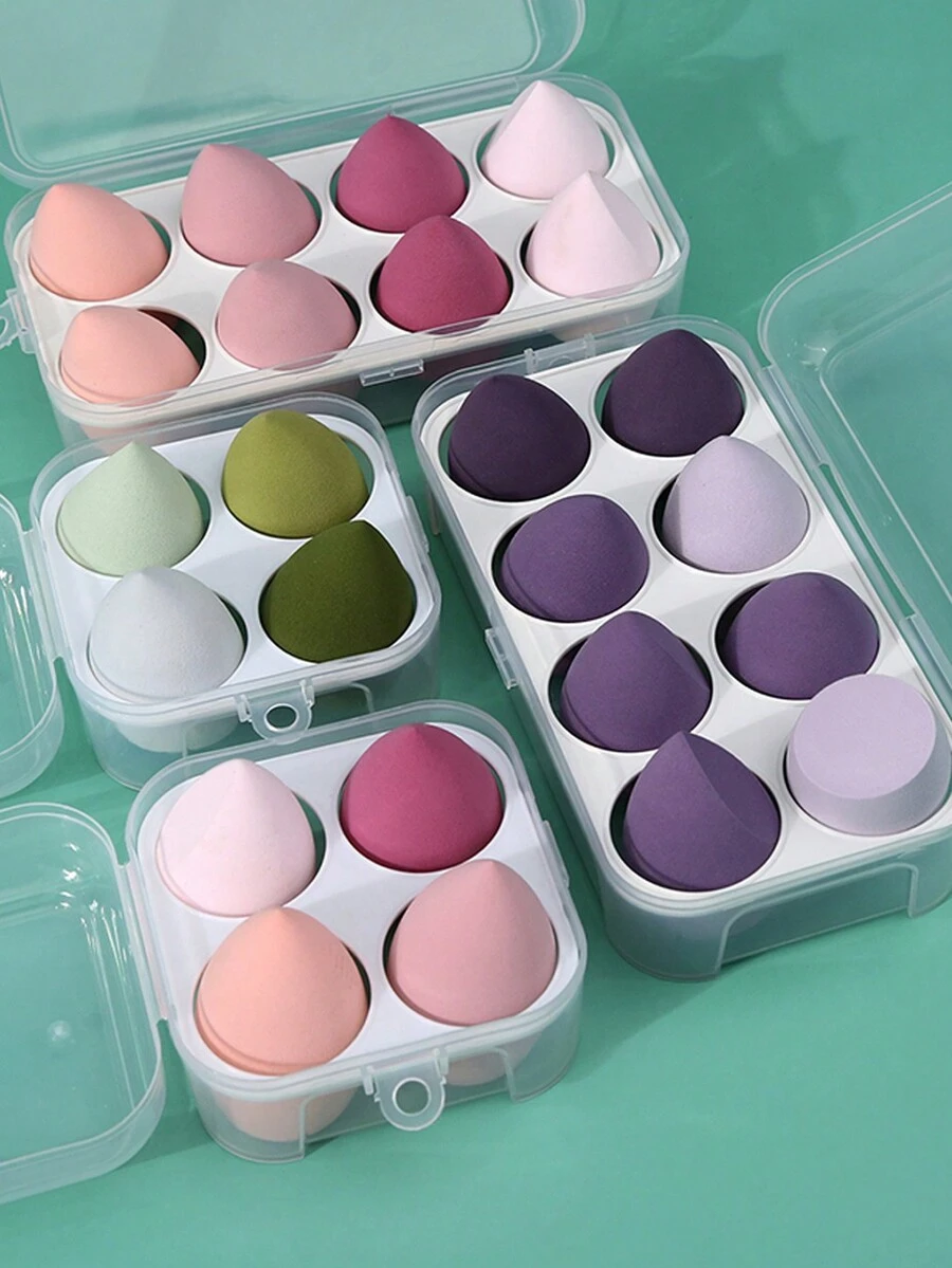 4 件/8 件套装化妆海绵涂抹器，柔软有弹性化妆海绵化妆粉底粉扑化妆工具 - 彩色 - 查看 1