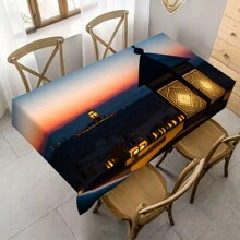 1 khăn trải bàn trang trí, khăn trải bàn hình chữ nhật bằng polyester có in đèn ngủ và đèn, khăn trải bàn chống thấm nước, phụ kiện bàn bếp và bàn ăn, trang trí, lễ hội, quà tặng - Nhiều màu - Xem 13