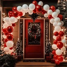 白色、红色、圣诞装饰气球花环拱门套件、圣诞主题活动装饰、生日派对装饰、婚礼装饰、新娘送礼会装饰、周年纪念装饰、节日庆祝装饰、退休装饰、乔迁装饰、周年纪念装饰、新年装饰、冬季装饰用品 - 紅色 - 查看 1