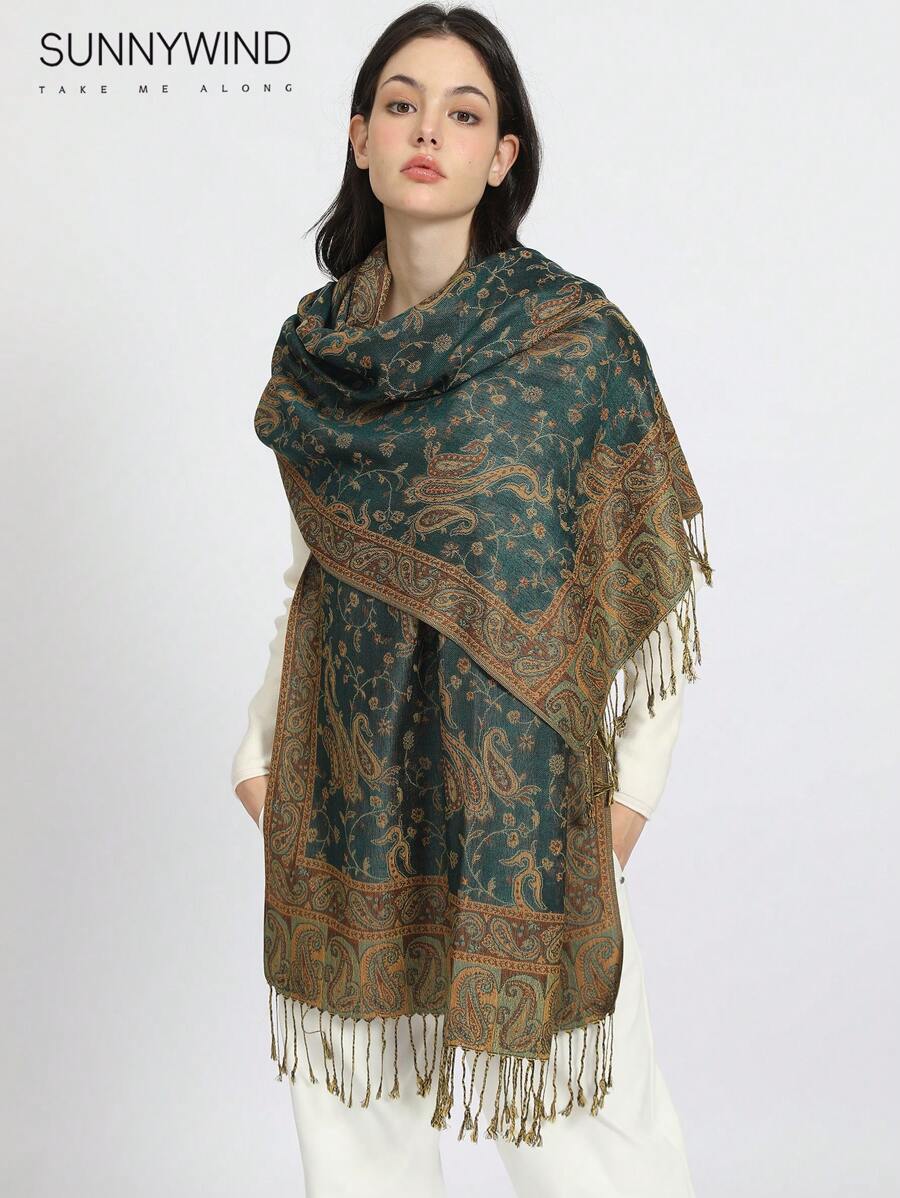 1pc Paisley Jacquard Classic Scarf, Suitable For All Seasons - Ha Qing - View 1