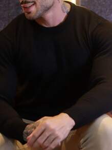 Basic Quality Men's Knitted Sweater - Black - View 4
