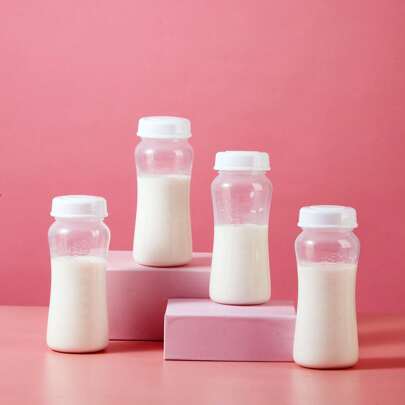 2 piezas/4 piezas Botellas de almacenamiento de leche materna reutilizables de gran capacidad de 300ml con tapas, botellas compatibles con bomba de extracción de leche, recipientes de recolección y almacenamiento de leche, diseño de boca ancha, aptas para congelador
