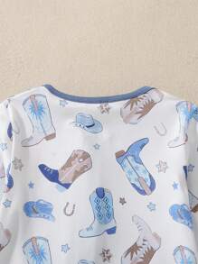 Baby Boy Printed Zip-Up Romper, Casual, Comfortable & Loose Fitting, Sports & Leisure Wear