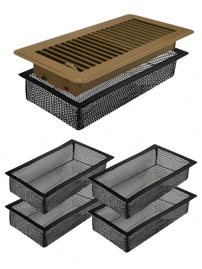 4 件装地板通风口盖过滤网，通风口屏幕网罩捕集器过滤罩适用于家庭