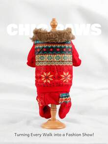 1 Piece Of New Autumn And Winter Dog Clothes, Warmer And Better Texture Than Teddy Bear Pet Snowflake Pattern Winter Clothes And Four-Leg Clothes, Christmas Theme