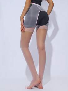 1 Pair Women's Open-Crotch Sheer Pantyhose, Super Thin Sexy Transparent, Suitable For Dancing
