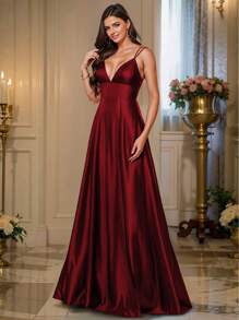HOMEYEE Sexy Trägerkleid, hochwertig, vintage, lässig, elegant Abendkleid, langes Kleid für Party und Bankett, Hochzeitsgast-Kleid, Abschlussballkleid