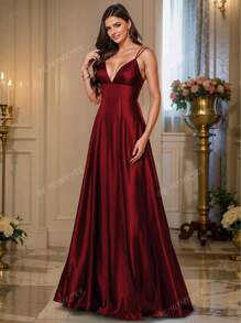 HOMEYEE Vestido elegante de noche de estilo vintage de alta gama con tirantes finos, vestido largo para fiesta y banquete, vestido de invitada de boda, vestido de graduación
