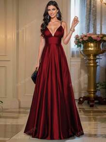 HOMEYEE Vestido elegante de noche de estilo vintage de alta gama con tirantes finos, vestido largo para fiesta y banquete, vestido de invitada de boda, vestido de graduación