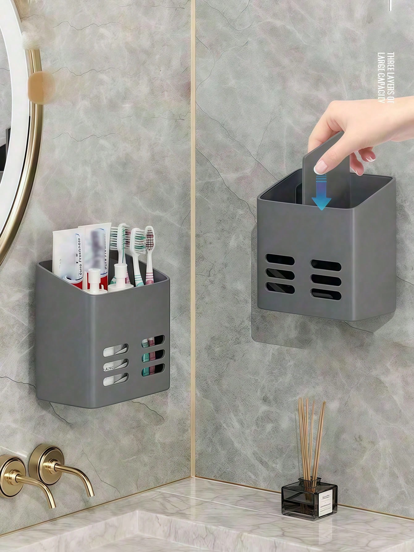 قطعتان حامل منظم مُلصق على الجدار للمطبخ، مصنوع من...