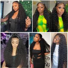 13x4 Loose Deep Lace Front Wig Human Hair Long Hair Transparent Frontal 180% Density Bleached Knots For Women Natural Black Pre-Plucked Hairline