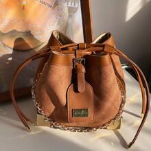 Bucket Bags Black Brown High-Grade Western Style One Shoulder Cross Body Bucket Bag - Brown - View 1