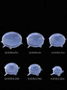 1 套 6 个硅胶弹力盖，可重复使用的耐用碗食品储存盖，硅胶盖，洗碗机和冰箱安全储存，厨房用品+可重复使用的硅胶弹性盖 - 多功能水果和蔬菜食品碗盖，无需电力，厨房保鲜装置 - 透明色 - 查看 11