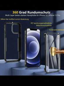 1 件 360 度全身保护壳适用于 15 14 13 12 11 Pro Max Plus X Xs Xr / Galaxy S25 S24 S23 S22 S21 S20 Ultra Plus FE，一体式屏幕和后盖，透明双面保护，防水防震防摔防刮