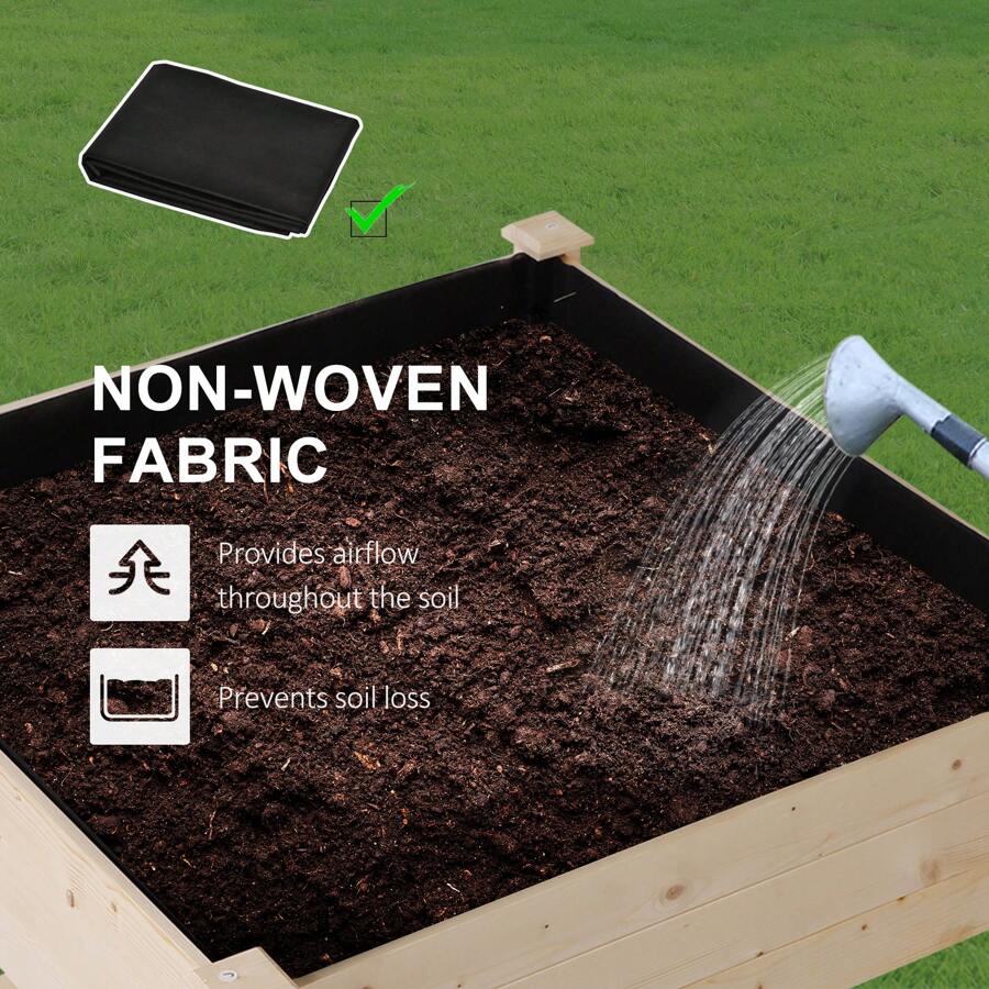 Outsunny Outsunny Garden Square Wooden Planting Flower Elevated Raised