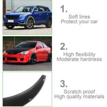 4Pcs 89CM Universal Flexible Cars Body Fende Flares Extension Wide Wheel Arches - Black - View 4