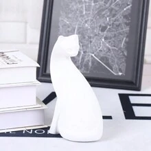 1 Pieza Estatua de gato negro y rosa, escultura geométrica de gato, figura de arte de animal, decoración del hogar, estatua de gato moderno, figura de animal de resina, escultura para el hogar, oficina, regalo - Multicolor - Ver 12