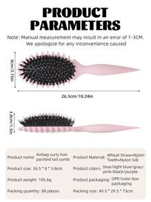 1 件卷发造型梳，卷发定型刷，卷发刷，用于梳理和塑造男士和女士的卷发以减少拉扯，带叉的软毛梳子，顺发刷可减少头发拉扯和卷发分离 - 彩色 - 查看 8