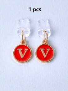 1pc White Electroplated Dust Plug Pendant With 26 English Alphabet On Both Sides, Compatible With Type C