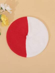 1pc Classic Color Block Soft Velour Casual Warm French Beret Hat, Made Of Nylon And Soft Velour Blend, Suitable For Spring, Autumn And Winter - Multicolor - View 16