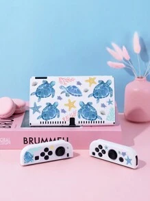 1 件海龟、海星印花多功能游戏机收纳包，兼容 Switch/Switch OLED/Switch NS 游戏机，支持充电、数据线收纳、游戏卡盒、防尘罩、支架，可容纳 10 张游戏卡，便携、防摔、防震 - 彩色 - 查看 12