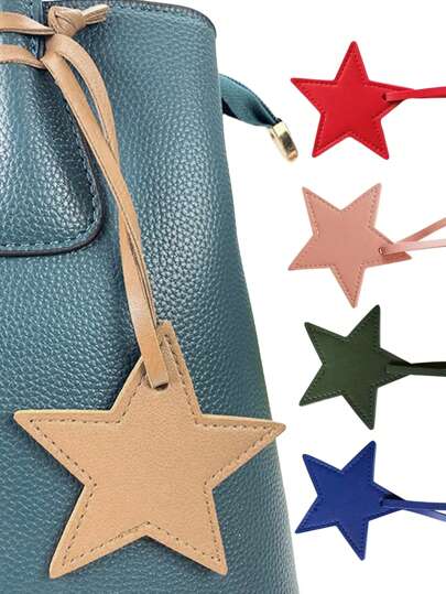 1 件个性化星形钥匙扣仿皮星形钥匙扣五角星吊坠钥匙圈别致魅力包包配件圣诞礼物礼物感恩节冬季礼物女士