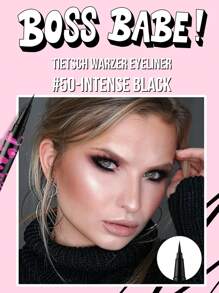 Misslyn BOSS BABE! Boom Black Boom Eyeliner, Waterproof Liquid Ink Eyeliner, Ultra-Pigmented & Waterproof, Creates Bold & Defined Lines, Available In 4 Intense Colors: Brown And Black And Red And Blue, Long Lasting Matte Liquid Eyeliner