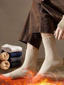 3 Pairs Men's Winter Hiking Socks, Soft & Comfortable, Suitable For Cold Weather, Random Assortment