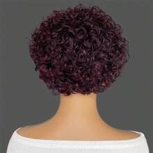 短款精灵短发卷发鲍勃假发真人发 99j 酒红色卷发蕾丝前假发真人发 13x1 精灵短发假发适合万圣节服装 - S99J - 查看 4
