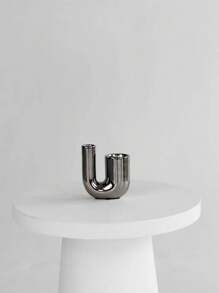 Luxury Silver Ceramic Candle Holder Decor, Ins Style Candlelight Dinner Props Candle Stand Home Tabletop Decoration