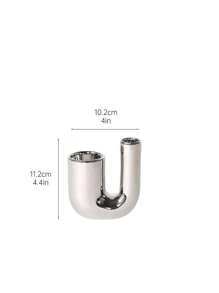 Luxury Silver Ceramic Candle Holder Decor, Ins Style Candlelight Dinner Props Candle Stand Home Tabletop Decoration