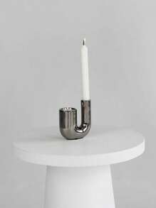 Luxury Silver Ceramic Candle Holder Decor, Ins Style Candlelight Dinner Props Candle Stand Home Tabletop Decoration