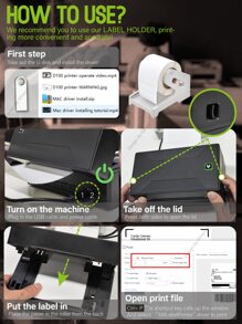 Marklife D100 Bluetooth Shipping Label Printer, Thermal Wireless Label Printer For Home Shipping Small Business, Shipping Packages 203DPI, 4X6 Inch, Compatible With, Etsy, IOS, Android, PC, MacOS, Windows, Waybill, Shipping Mark (White ) - White - View 5