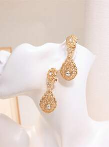 1 Pair Elegant Moroccan Stylish Women Earrings, Vintage Bride Imitation Gold Imitation Silver Earrings, Women Holiday Ramadam Essential Ear Pendant Earrings - Earrings - View 12