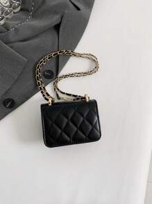 New Mini Square Bag Women Handbag Diamond Pattern Stitching Shoulder Bag Woven Chain Bag Flip Small Bag Lipstick Bag Cute Diagonal Cross-Body Bag Accessories Bag