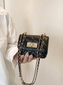 New Mini Square Bag Women Handbag Diamond Pattern Stitching Shoulder Bag Woven Chain Bag Flip Small Bag Lipstick Bag Cute Diagonal Cross-Body Bag Accessories Bag