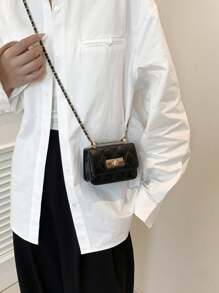 New Mini Square Bag Women Handbag Diamond Pattern Stitching Shoulder Bag Woven Chain Bag Flip Small Bag Lipstick Bag Cute Diagonal Cross-Body Bag Accessories Bag