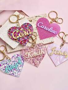 1 Móc khóa hình trái tim lấp lánh tùy chỉnh có tên, Thiết kế kim tuyến lấp lánh cá nhân hóa, Kỷ vật lãng mạn, Quà sinh nhật, Quà đính hôn & cưới, Phụ kiện tốt nghiệp & du lịch, Móc chìa khóa bền - Móc khóa tùy chỉnh - Xem 7
