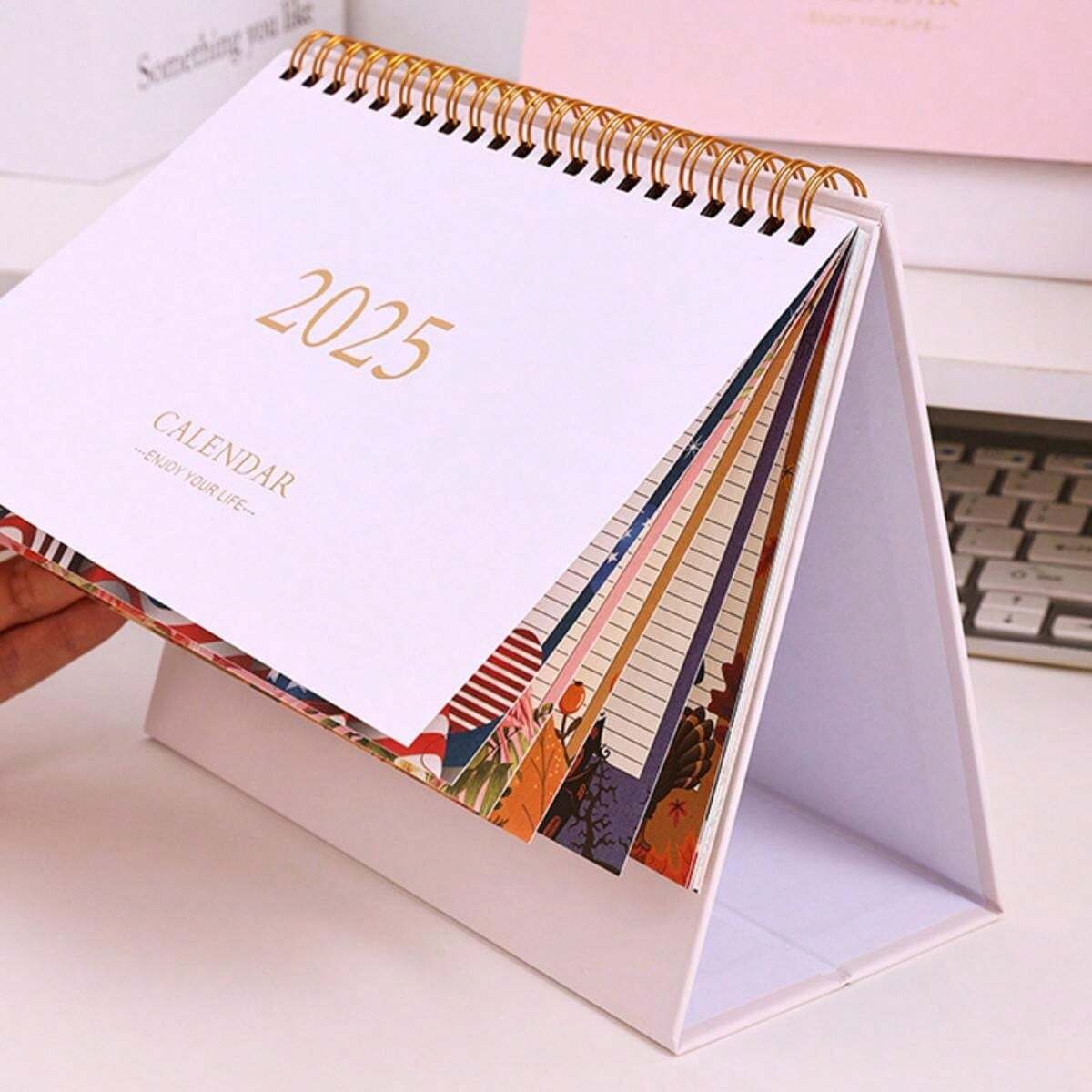 1pc 2025 Simple Morandi Color Desk Calendar English Desktop Calendar