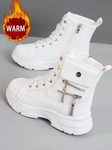 35-42 Plus Size Women's Winter Thermal Lined Ankle Boots - Fashionable, Casual, Elevated, Outdoor Sports Style