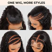 250% Density 13x4 Funmi Curly Lace Front Wigs Human Hair 250% Density Loose Body Wave Human Hair Pre Plucked With Baby Hair Curly Short Wigs For Women  HD Lace Wig Loose Wavy 14 Inch - Natural Black - 查看 9