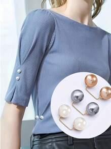Juego de 3 piezas/5 piezas/20 piezas de broches de perlas para ropa, imperdibles antideslizantes para ajustar la cintura del vestido, el cuello y asegurar la bufanda, accesorios de moda, botones de perlas de imitación de 0.43 pulgadas