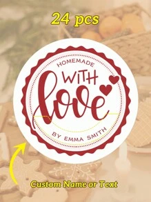 12/24/40 Miếng dán nướng tùy chỉnh khác nhau, Tròn 5x5 Cm/ 2x2 In, 9 mẫu tùy chọn bao gồm Vòng hoa, Bánh quy, Nơ, Bánh gừng, v.v., Hỗ trợ tùy chỉnh tên và văn bản như Tên cá nhân, Họ, Tên công ty, Địa chỉ, Lời chào hoặc các từ khác - 271 - Xem 8