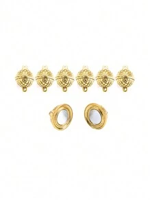 Set de 5 broches magnéticos redondos con patrón de escamas de pez en color dorado vintage para pañuelos, brazaletes, collares y accesorios de joyería DIY W370