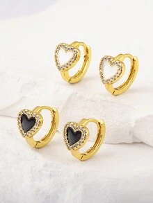 1 对情人节白色 CZ 宝石 18k 镀金铜女士耳环，奢华珠宝约会礼物 - 耳環 - 查看 1